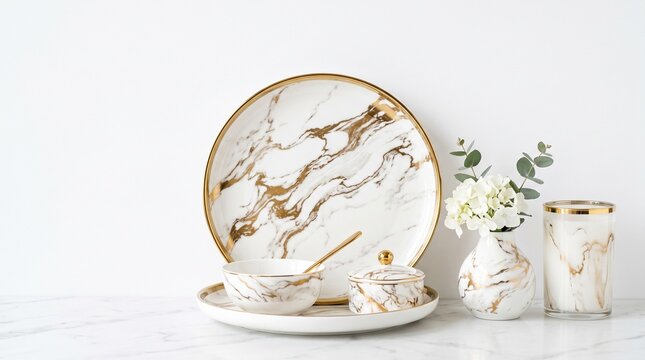 marble gold tableware