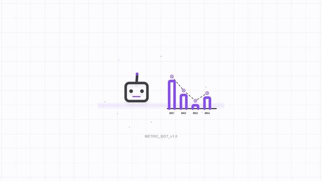 Minimalist Animated Bar Chart with Robotic Assistant for Data Analytics