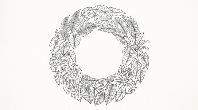 Tropical leaf wreath