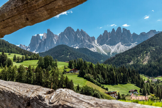 Dolomites Framed by Rustic Fence