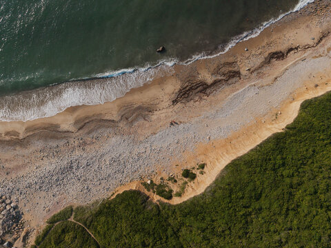 Aerial Shoreline and Coastal Bluff in Montauk