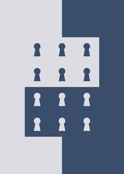 Poster with abstract complicated lock