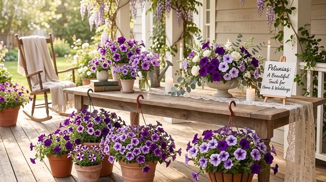 Purple petunia display