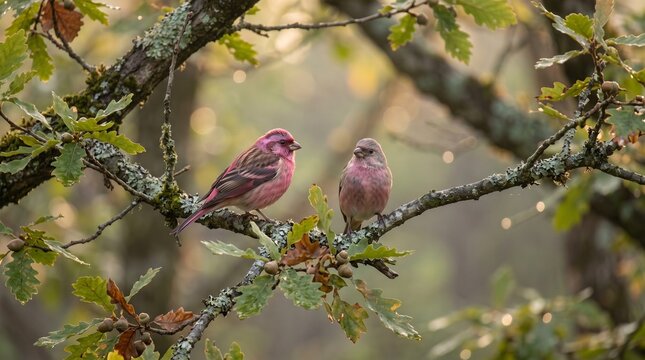Pink finches pair