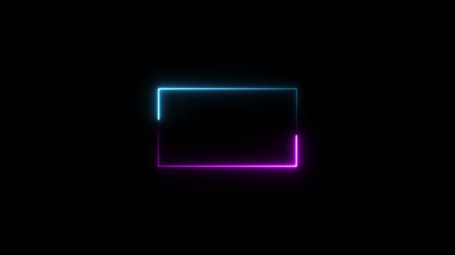Neon glowing rectangular frame with pulsing blue and pink light animation border rectangle