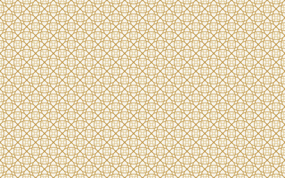 Seamless geometric pattern of interlocking golden rings on cream background