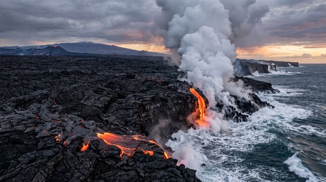 Volcanic lava ocean