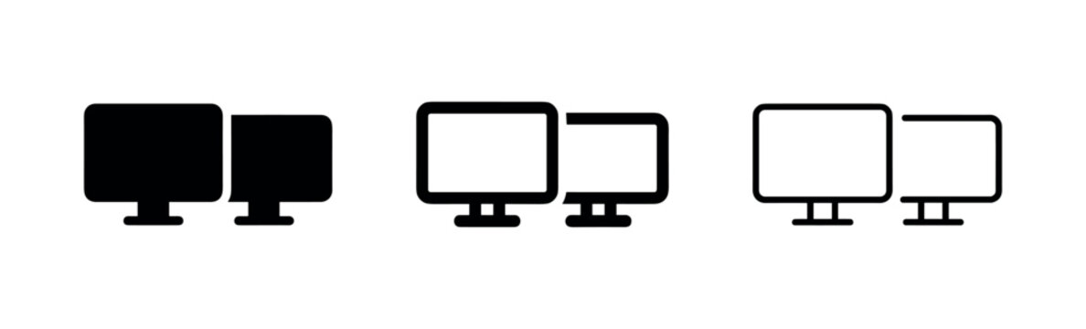 Dual computer monitors setup for enhanced productivity and multi-tasking icon set