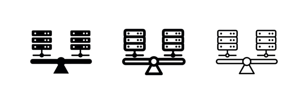 Server load balancing icon. Data infrastructure and network management symbol.