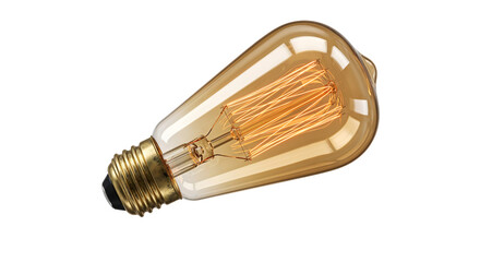 A vintage edison light bulb with glowing amber filaments provides warm ambient illumination. © B o W Graphics