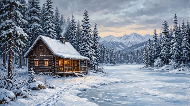 Snowy Winter Cabin