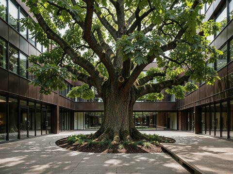 Ancient English Royal Oak - Architectural Courtyard & Zen Atrium
