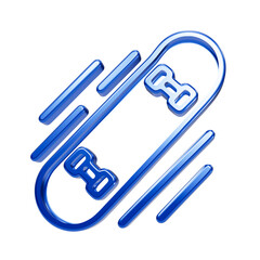 Glossy blue skateboard in motion, 3d render of extreme sports symbol isolated on black background speed © Freelancer