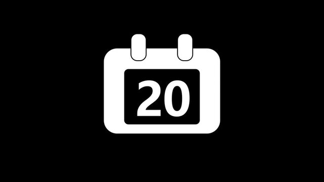 Minimalist calendar animation with number 20, date reminder for business and planning twentieth