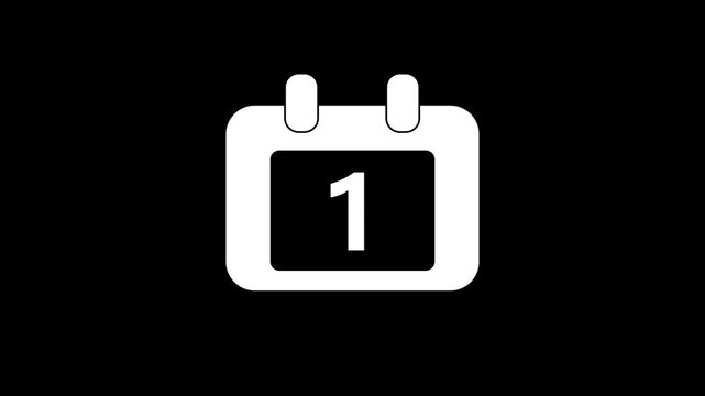 Minimalist calendar animation with number one, digital date reminder for ui first schedule
