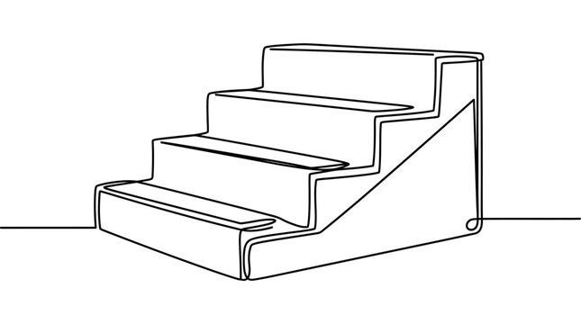 Continuous one line drawing of a three step staircase
