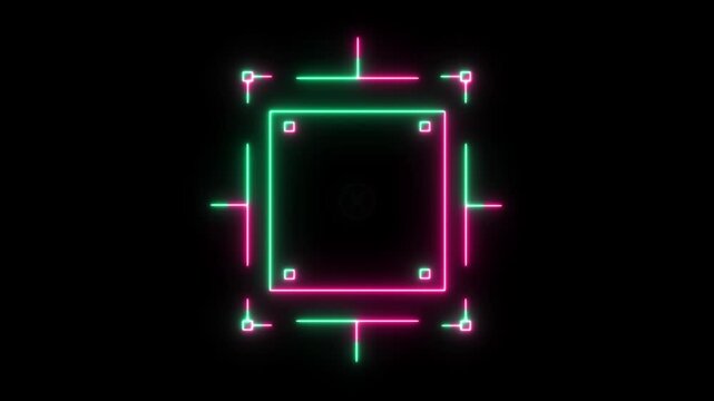 Neon digital hud target frame with pulsing cyberpunk interface