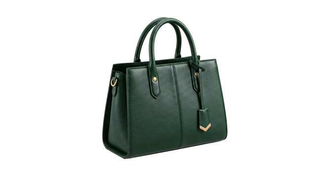 Elegant dark green leather handbag with gold accents for stylish everyday use and fashion.