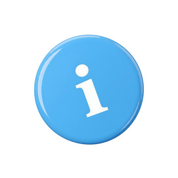 Glossy blue circular information icon button isolated on white background for navigation user interface web.