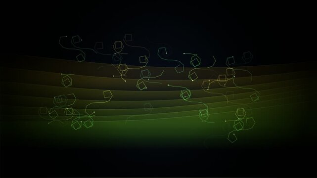 Abstract background with glowing blue and purple liquid spheres