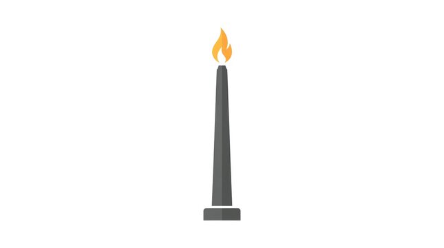 Minimalist flat vector icon of a factory chimney stack emitting a small flame on white background