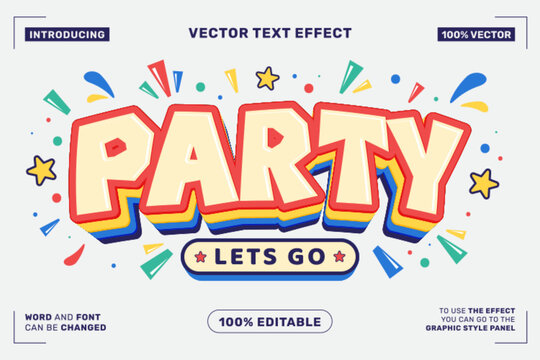 Editable Party Cartoon Text Effect for Celebration Poster Branding and Social Media Design