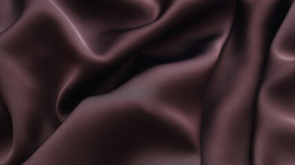 Fototapeta premium Brown silk fabric texture background with elegant satin folds.