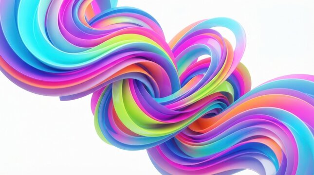 Abstract colorful 3d twisted liquid shapes flowing in a dynamic modern composition