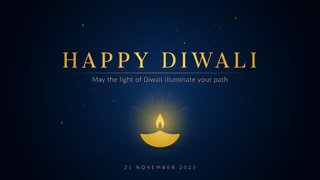 Happy diwali greeting card with a traditional glowing diya oil lamp