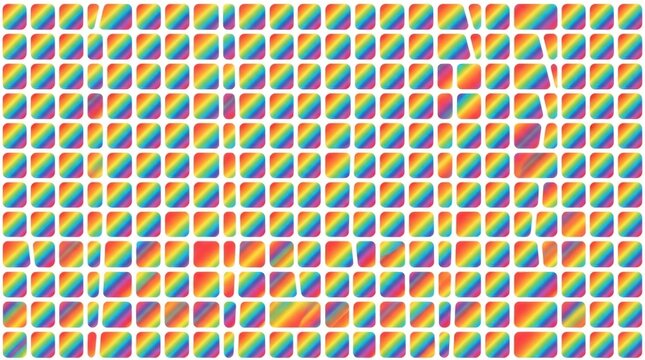 Abstract rainbow grid pattern with colorful square blocks on a white background