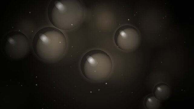 Abstract background with floating dark blue bubbles and light circles