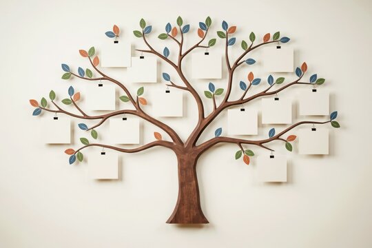 Family tree wall decor with blank photo frames for memories