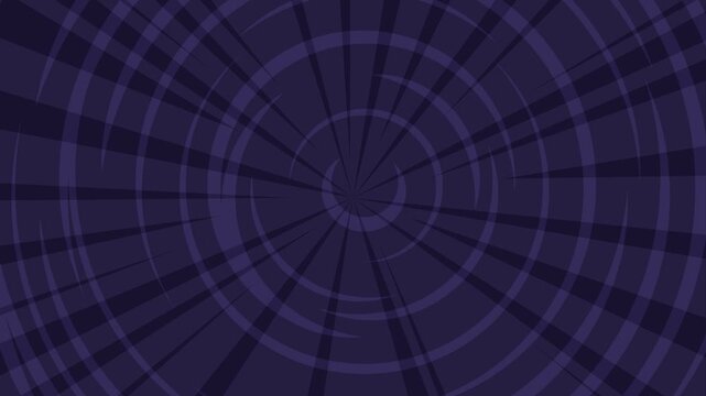 Dark purple comic book style radial speed lines background with circular motion effects