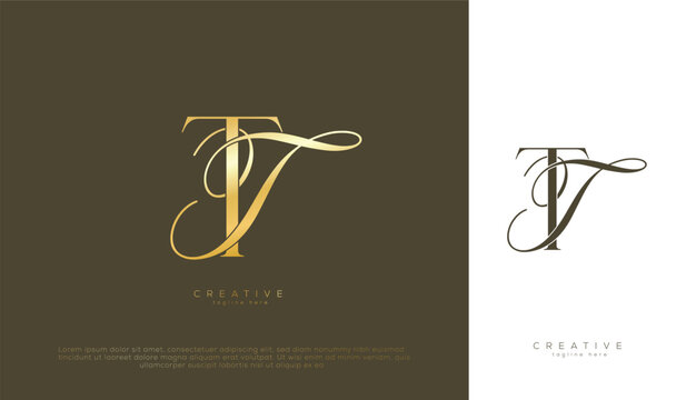 Luxury initial TT letter Logo template for wedding and fashion
