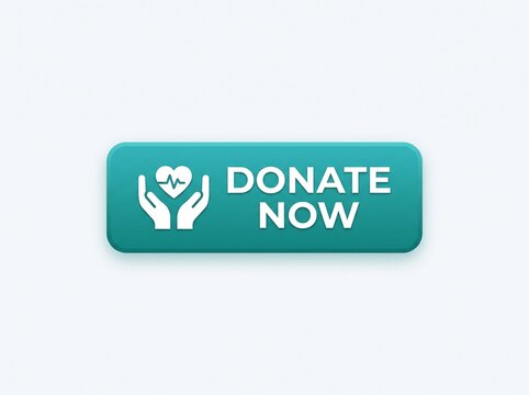 Donate Now Button With Heart Hands Icon