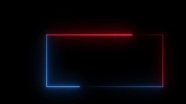 Animated Neon Rectangles with Glowing Edges on Black Background for Titles and Lower Thirds