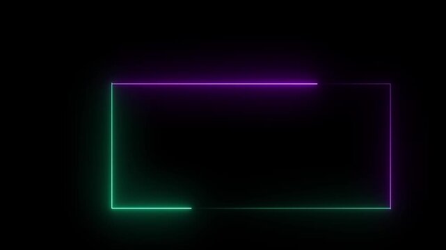 Abstract Neon Rectangles Pulsing with Light in a Dark Digital Space
