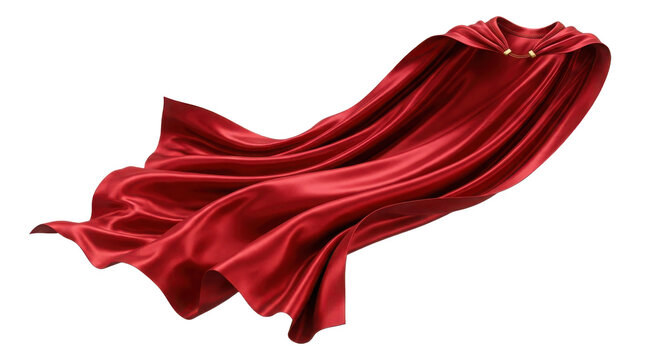 Red superhero cape flowing in the air