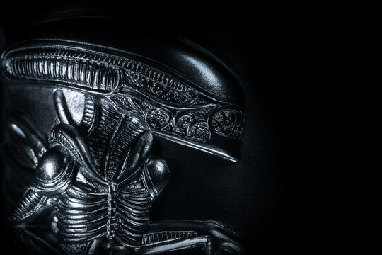 Xenomorph Alien figure profile showing biomechanical head details and torso, inspired by H.R. Giger design and Ridley Scott franchise