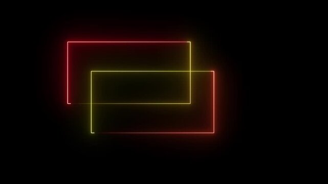 Abstract Neon Rectangles Overlapping in Sequential Motion Against Black Background Cinematic Loop