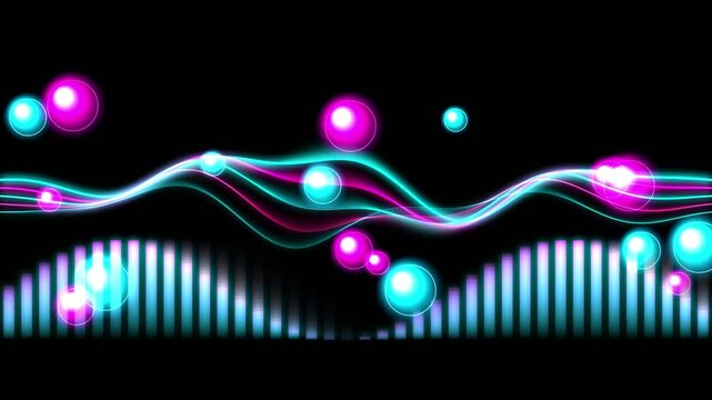 Abstract visualization of quantum particles or atomic structure in space