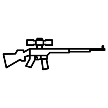 Semi Auto Marksman Rifle Line Icon Vector DMR Tactical Sniper Gun Outline