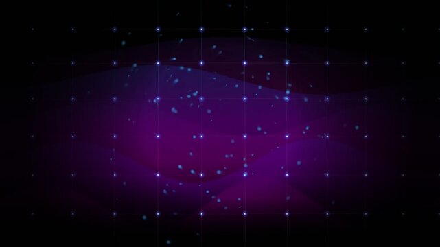 Abstract background with glowing neon waves and colorful floating spheres
