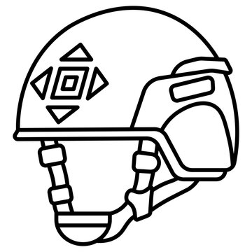 AST Ballistic Helmet Line Icon Vector Special Forces High Cut Helmet Outline