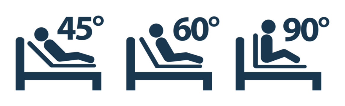 Adjustable care bed angle pictogram set