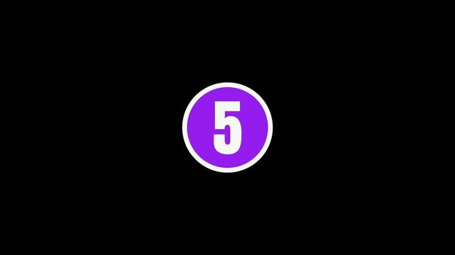 Purple circular button icon featuring the number eight in white isolated on black background animation