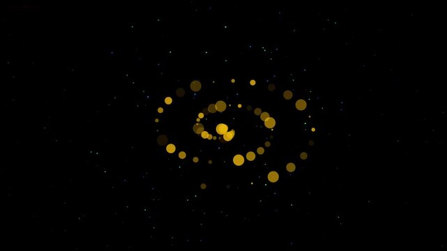 Abstract digital hud circle interface with glowing lines and geometric shapes on dark background technology cyber futuristic data motion