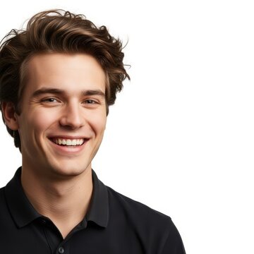 Smiling young man with curly hair