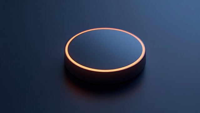 Glowing circular button icon for digital interface with interface