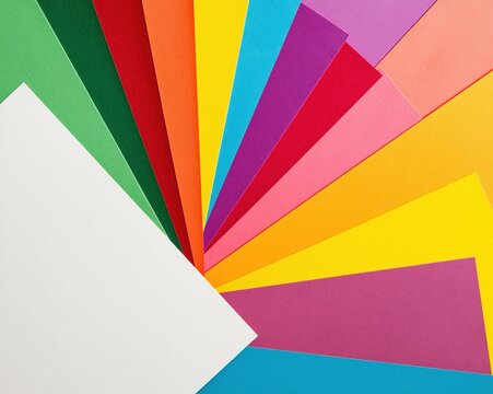 Colorful Paper Fan Displayed Against White Background